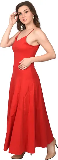 Stylish Red Satin Solid Dresses For Women-thumb2
