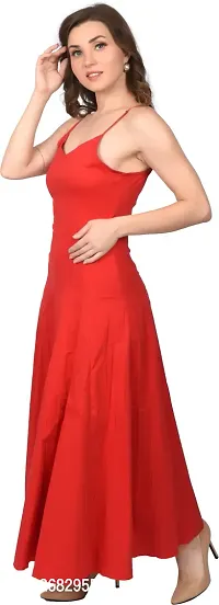 Stylish Red Satin Solid Dresses For Women-thumb3