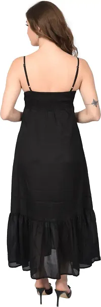 Stylish Black Chiffon Solid Dresses For Women-thumb1