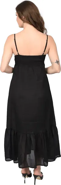 Stylish Black Chiffon Solid Dresses For Women-thumb2