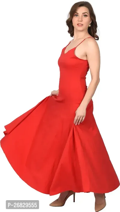 Stylish Red Satin Solid Dresses For Women-thumb4