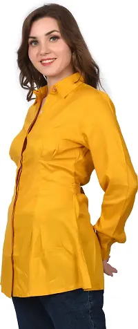Elegant Yellow Polycotton Solid Top For Women-thumb3