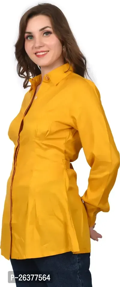 Elegant Yellow Polycotton Solid Top For Women-thumb4