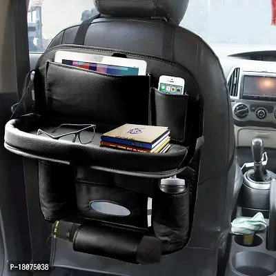 Alisan PU Leather Car Auto Seat Back Organizer Multi Pocket Travel Storage  Beg with Hangers, Tissue