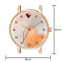 KIARVI GALLERY Analog Sweet Heart Dial Unique Designer Leather Strap Analogue Women's and Girl's Watch (Peach-H)-thumb2