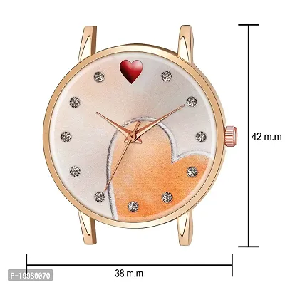 KIARVI GALLERY Analog Sweet Heart Dial Unique Designer Leather Strap Analogue Women's and Girl's Watch (Peach-H)-thumb3