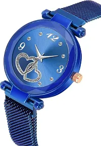 KIARVI GALLERY Branded Heart Dial Magnet Strap Analog Watch for Girls or Women and 2 Present Gift Bracelet Combo for Girls and Women(Combo of 3) (Blue)-thumb1