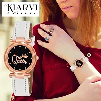 KIARVI GALLERY Analogue Queen Dial Leather Belt Watch for Girl's and Women's (White)-thumb4