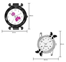 KIARVI GALLERY Analogue Flower Dial Magnetic and White Dial Butterfly Pu Strap Combo Girl's and Women's Watch (Black-Pink-Black)-thumb2