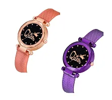 KIARVI GALLERTY Analogue Queen Dial Rose Gold and Purple Combo PU Strap Analog Watch for Girls and Women (Pack of 2)-thumb1
