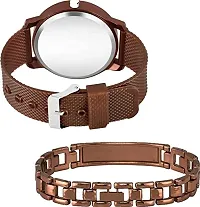 Kiarvi Gallery Analogue Avenger Print Dial PU Strap and King Bracelet Combo for Boys and Men's Watches(Combo of 2) (Brown)-thumb2