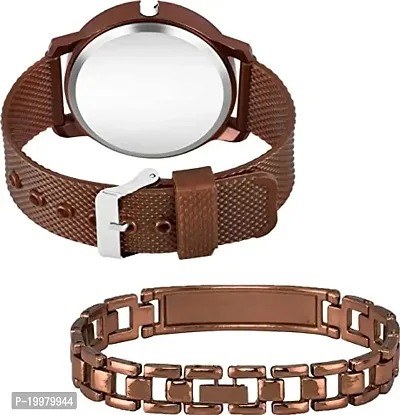 Kiarvi Gallery Analogue Avenger Print Dial PU Strap and King Bracelet Combo for Boys and Men's Watches(Combo of 2) (Brown)-thumb3