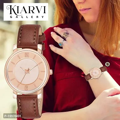 KIARVI GALLERY Analogue 6 to 12 Antique Dial Designer Leather Strap Women's and Girl's Watch (Maroon)-thumb5