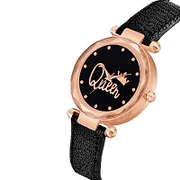 KIARVI GALLERY Analogue Queen Designer Dial Leather Strap Watch for Girls and Women(Pink) (Black)-thumb1