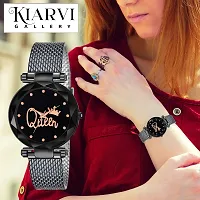 KIARVI GALLERY Clausal Analog Pack of 2 Combo PU Belt Analog Watches for Girls and Women (Pack of 2) (Black-Gold-Queen)-thumb4