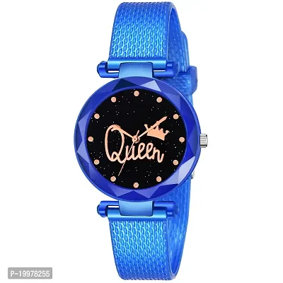 KIARVI GALLERY Blue Queen Dial PU Strap Analog Girl's and Women's Watch (Blue Colored Strap)