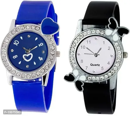 KIARVI GALLERY. Watches Combo of Blue Heart DIAL and Black Butterfly Open DIAL