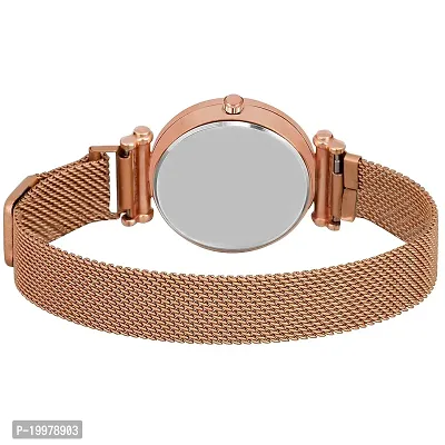 KIARVI GALLERY Clausal Flower Designer Multicolored Dial Rose Gold Magnetic Metal Strap Analog Watch for Girl's and Women (Rose Gold Green Flower)-thumb4