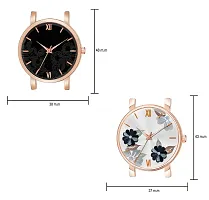 KIARVI GALLERY Analogue Pack of 2 Flower Designer Dial Leather Strap Women's and Girl's Watch (Black-Grey)-thumb2