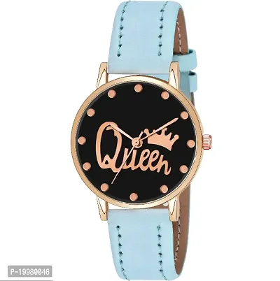 KIARVI GALLERY Analogue Black Queen Dial Stylish Premium Leather Strap Watch for Girls and Women(Pink) (SkyBlue)