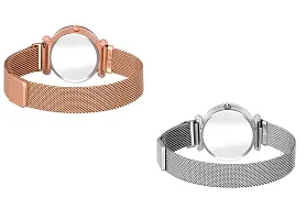 KIARVI GALLERY Rose Gold and Silver Heart Dial Designer with Magnetic Metal Strap Analog Watch for Girl's and Women (Pack of 2) (Rose Gold and Silver)-thumb2