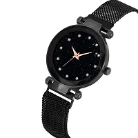 Kiarvi Gallery Black dial and 4 figer with Black and Red Magnetic Buckle Starry Belt Analog Watch Quartz Watch for Women-thumb1