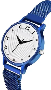 KIARVI GALLERY White Dial Blue Magnet Strep Designer Analog Watch for Girls and Women-thumb1