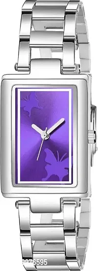 KIARVI GALLERY Square Purple Dial Butterflt Print Slim Dial Wrist Analog Watch - for Girls