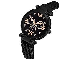 KIARVI GALLERY Black Designer Magnetic Metal Strap Analog Girl's and Women's Watch-thumb1