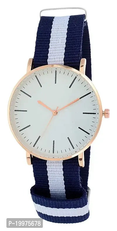 Kiarvi Gallery Men's White Dial England Belt Analog Watch