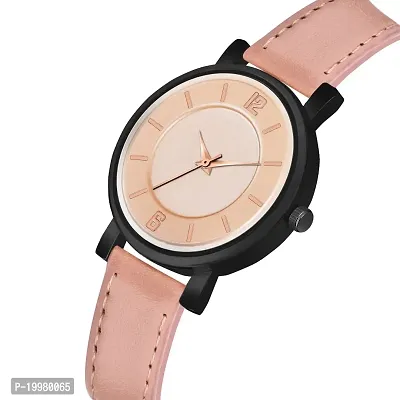 KIARVI GALLERY Analogue Round Dial Stylish Premium Leather Strap Watch for Girls and Women (Pack of -2,Peach Grey)-thumb2