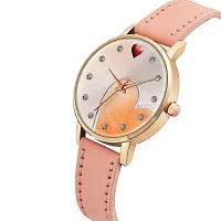 KIARVI GALLERY Analog Sweet Heart Dial Unique Designer Leather Strap Analogue Women's and Girl's Watch (Peach-H)-thumb1