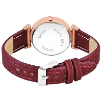 KIARVI GALLERY Clusal Analogue Moon Dial Unique Designer Leather Strap Watch for Girl's and Women's (Maroon-3)-thumb3