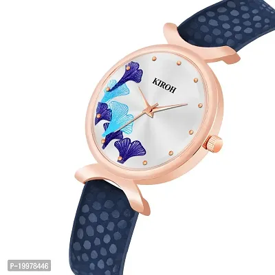 KIARVI GALLERY Analogue Unique Multi Flower Dial Designer Leather Strap Women's and Girl's Watch (Blue)-thumb2