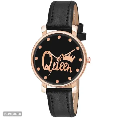 KIARVI GALLERY Analogue Black Queen Dial Stylish Premium Leather Strap Watch for Girls and Women(Pink) (Black)