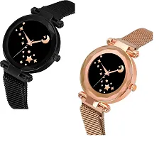 KIROH Casual Analogue Girl's Watch(Black Dial black and Gold Colored Strap)-KG-A21-thumb1
