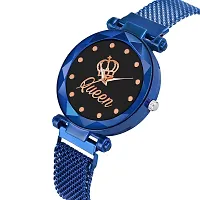 KIARVI GALLERY Analogue Queen Dial Magnetic Strap Girl's  Women's Watch (Blue-Q)-thumb1