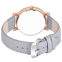KIROH Analog Round Dial Designer Premium Leather Strap Analog Watch for Girls  Women(GRN-GRN) (Pink-Grey)-thumb2