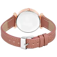 KIARVI GALLERY Analogue Star Flower Designer Dial Leather Strap Watch for Girls and Women(Black) (Peach)-thumb2