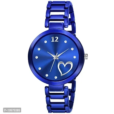 KIARVI GALLERY Analogue Heart Dial Designer Stylish Metal Strap Watch for Girls and Women (Silver-Red) (Blue-Blue)