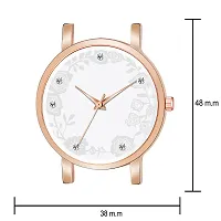 KIARVI GALLERY Analogue Diamond Studded Flower Dial Unique Designer Leather Strap Women's and Girl's Watch (White)-thumb2