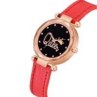 KIARVI GALLERY Analogue Queen Designer Dial Leather Strap Watch for Girls and Women(Pink) (Red)-thumb1