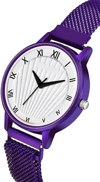 KIARVI GALLERY White Dial Purple Magnet Strep Designer Analog Watch for Girls and Women-thumb1