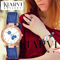 KIARVI GALLERY Analogue Flower Designer Leather Strap Women's and Girl's Watch (Blue)-thumb4