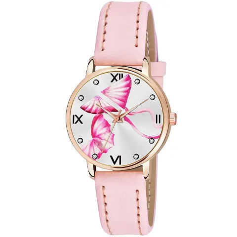 KIARVI GALLERY Analogue Butterfly Dial Unique Designer Leather Strap Women's and Girl's Watch