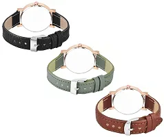 KIARVI GALLERY Analogue Flowered Dial Unique Designer Leather Strap Women's and Girl's Watch (Black-Green-Brownn)-thumb1