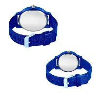 KIARVI GALLERY Analogue King and Queen Dial PU Strap Men's and Women's Couple Watch(Combo, Pack of 2) (Blue)-thumb2