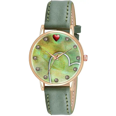 KIARVI GALLERY Analog Sweet Heart Dial Unique Designer Leather Strap Analogue Women's and Girl's Watch