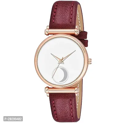 Kiarvi Gallery Analogue Moon Dial Unique Designer Leather Strap Women S And Girl S Watch