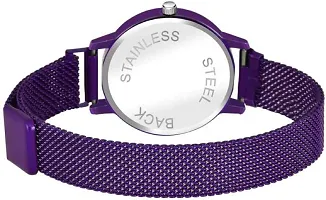 KIARVI GALLERY White Dial Purple Magnet Strep Designer Analog Watch for Girls and Women-thumb2
